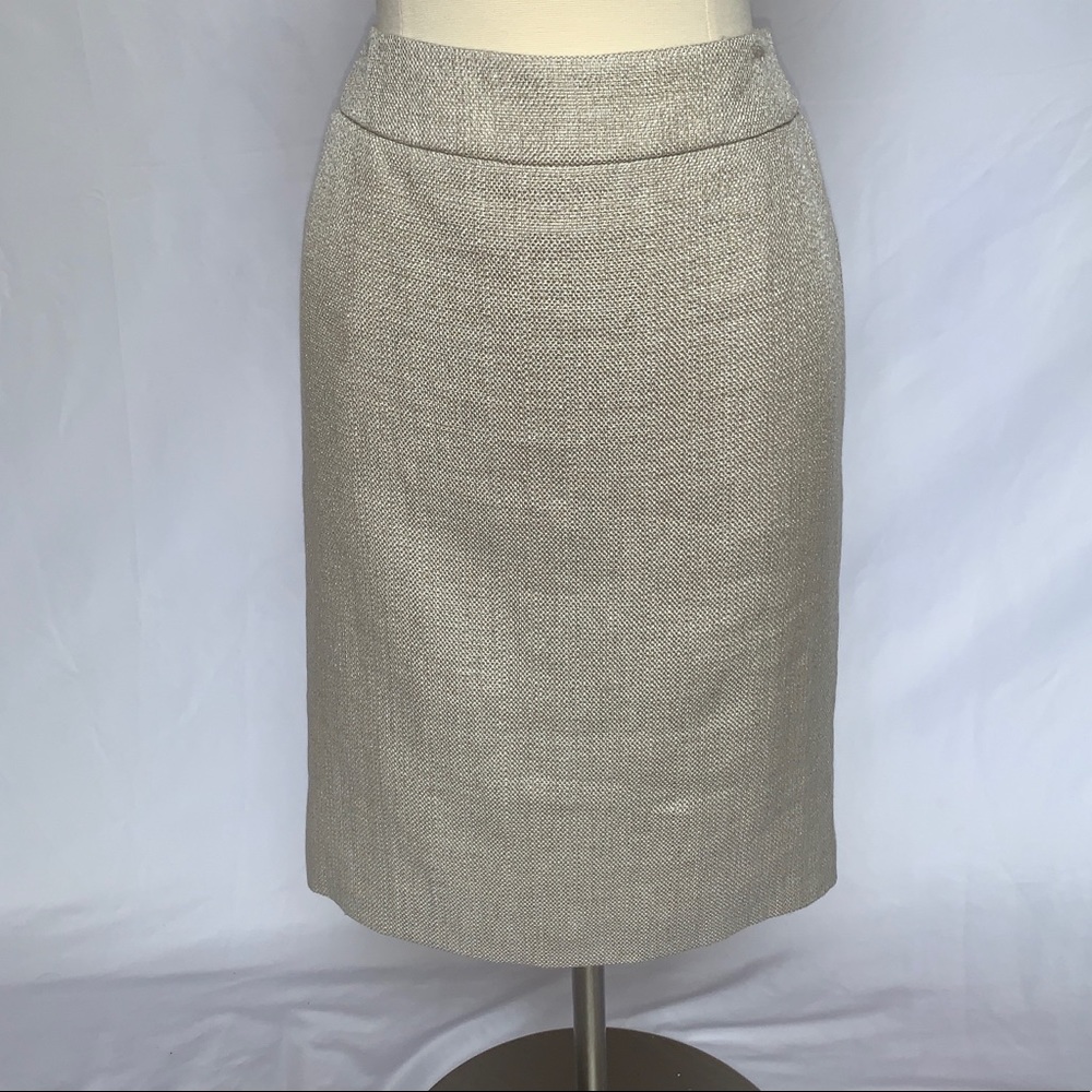 Armani Collezioni Neutral Tweed Pencil Skirt Sz 4